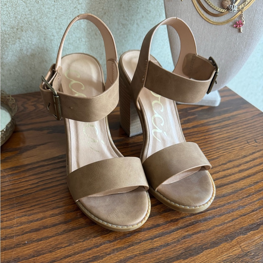 Tan Block Heels